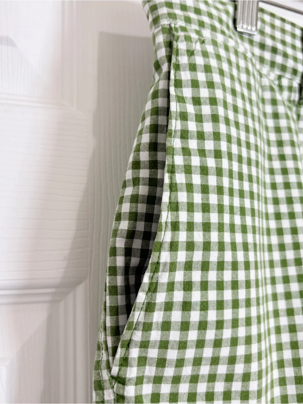 Banana Republic Green Gingham Flat-Front Shorts